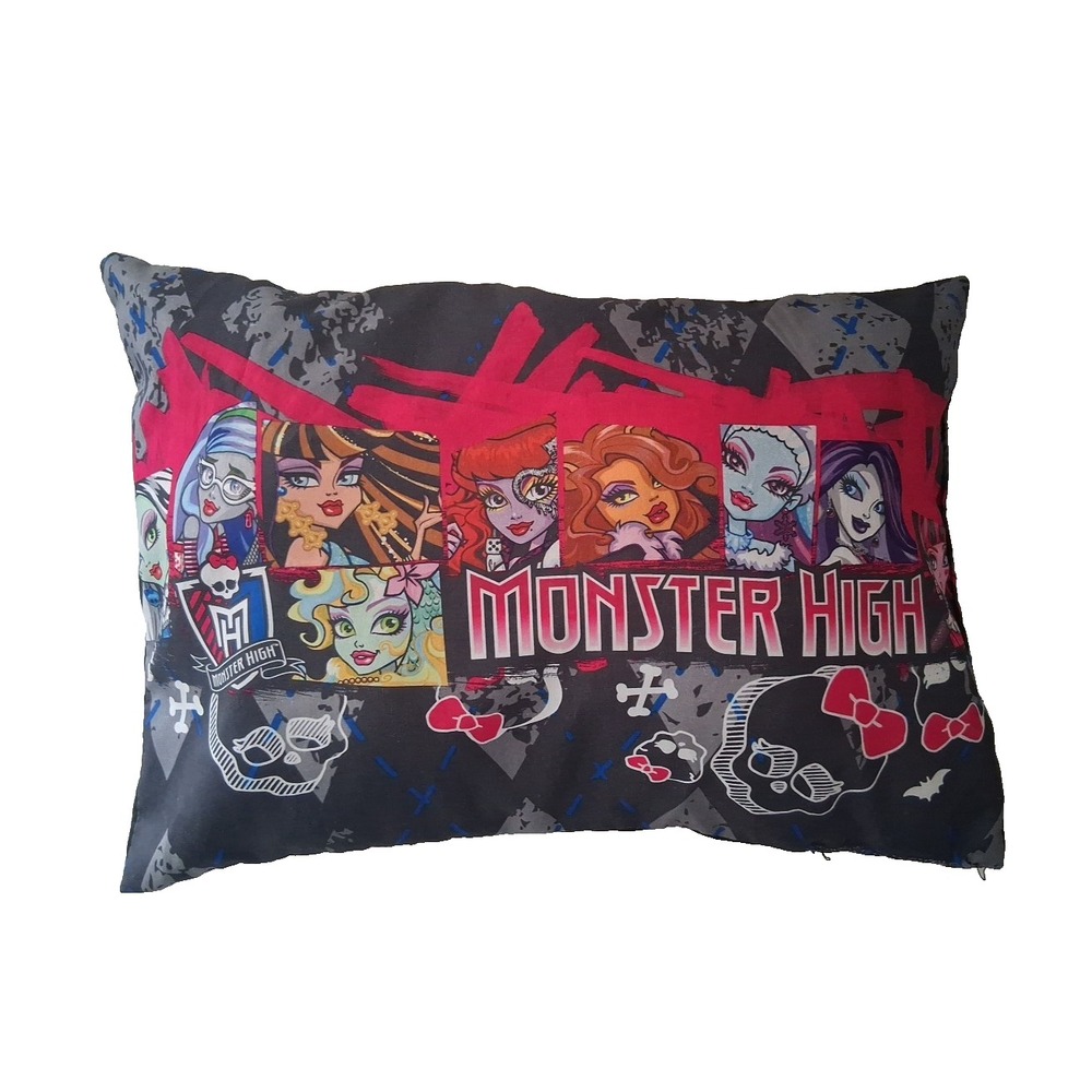 2013 Monster High Decorative Pillow Frankie Draculaura Cleo 15" x 10" Pink Black